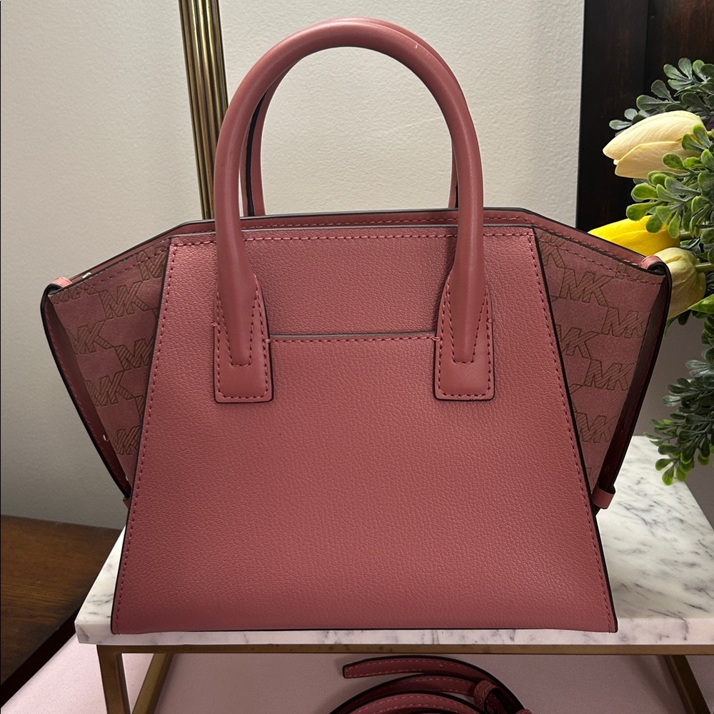 Michael Kors Dusty Rose Leather Satchel with MK Charm and Bunny Charm - Picture 4 of 10